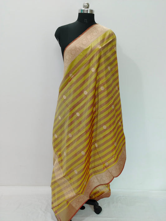 Handloom Banarasi Silk Pure Katan Strips Dupatta