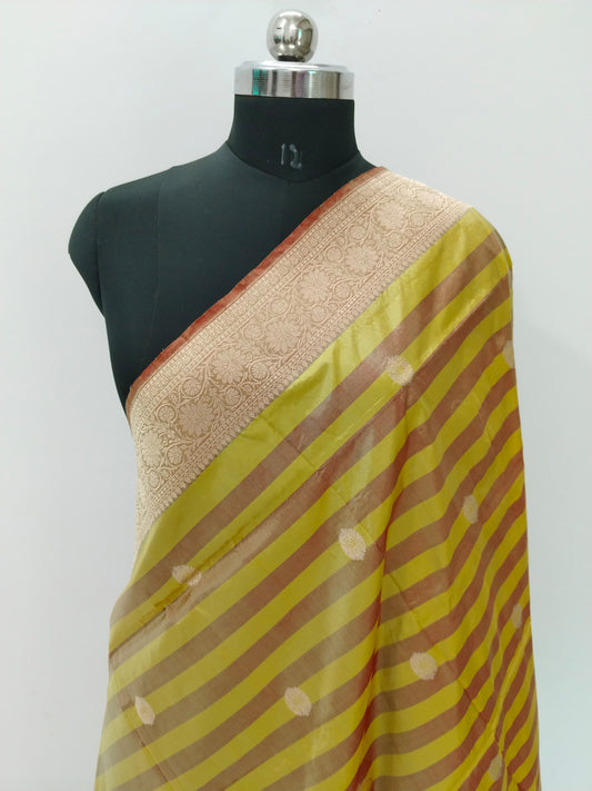 Handloom Banarasi Silk Pure Katan Strips Dupatta
