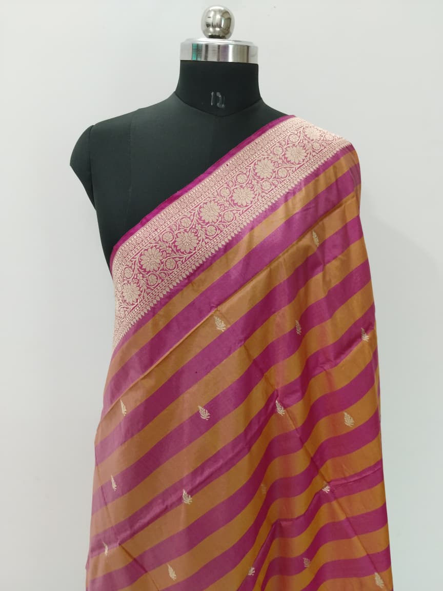 Handloom Banarasi Silk Pure Katan Strips Dupatta