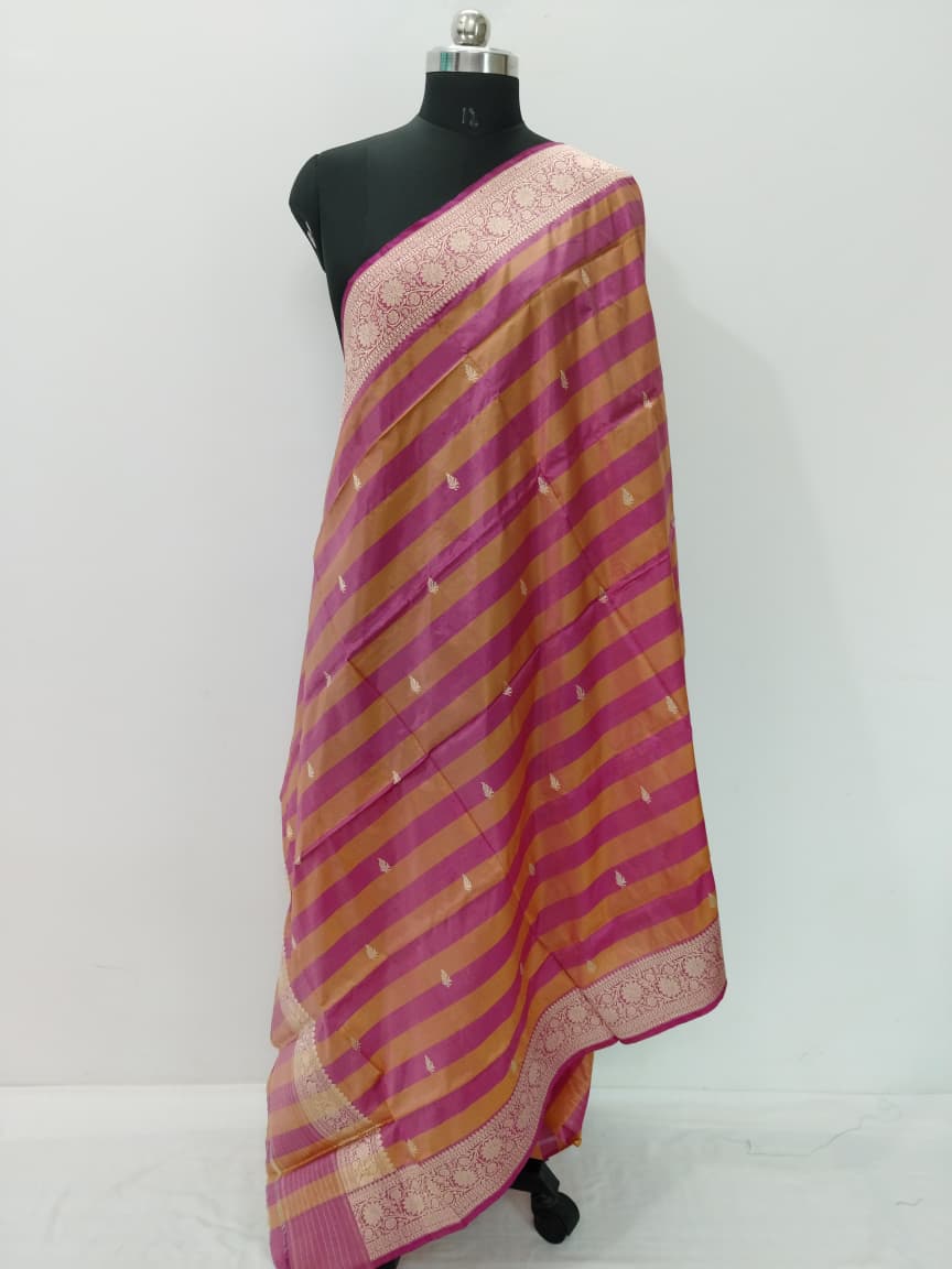 Handloom Banarasi Silk Pure Katan Strips Dupatta