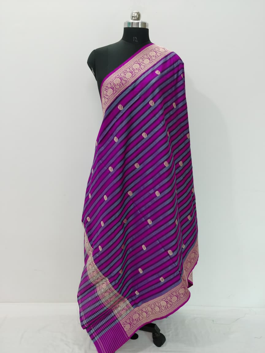 Handloom Banarasi Silk Pure Katan Strips Dupatta