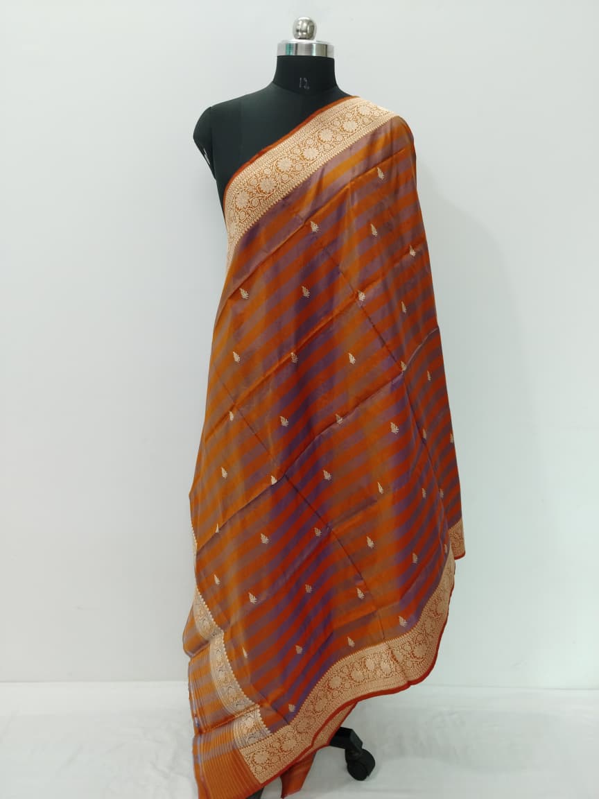 Handloom Banarasi Silk Pure Katan Strips Dupatta