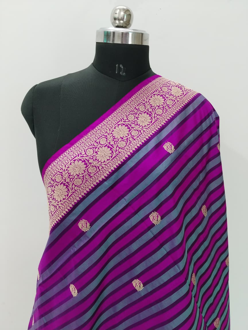 Handloom Banarasi Silk Pure Katan Strips Dupatta