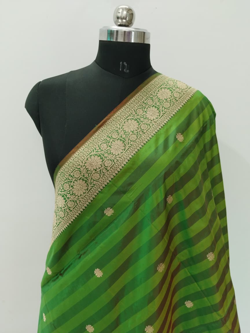 Handloom Banarasi Silk Pure Katan Strips Dupatta