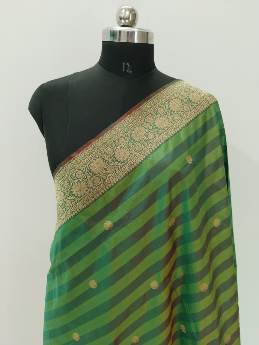 Handloom Banarasi Silk Pure Katan Strips Dupatta