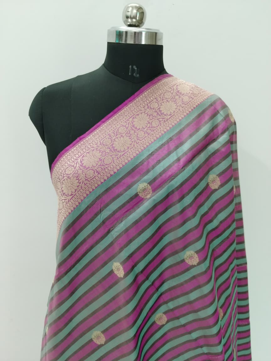 Handloom Banarasi Silk Pure Katan Strips Dupatta