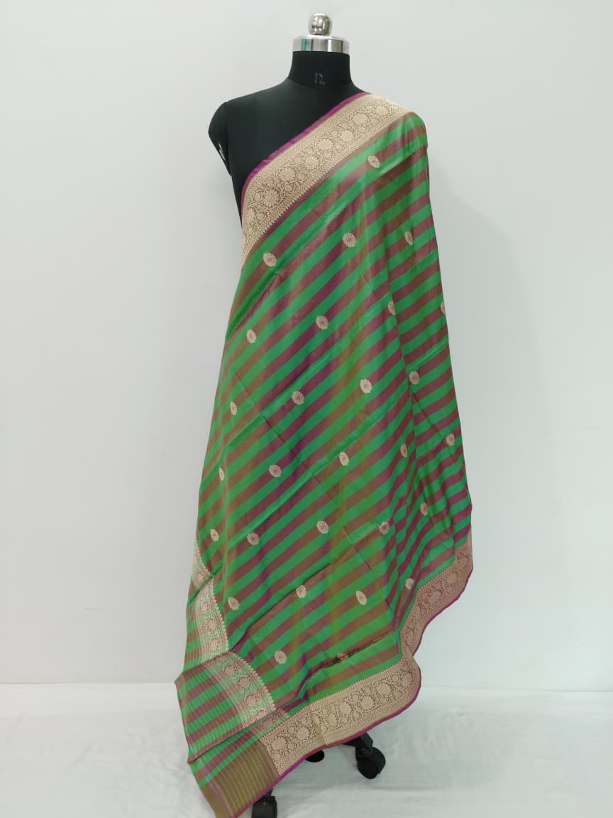 Handloom Banarasi Silk Pure Katan Strips Dupatta