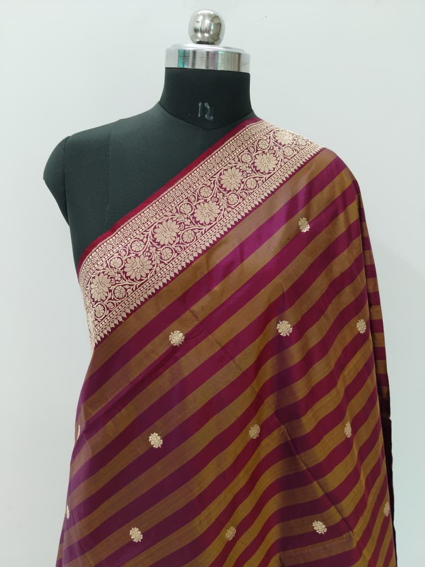 Handloom Banarasi Silk Pure Katan Strips Dupatta