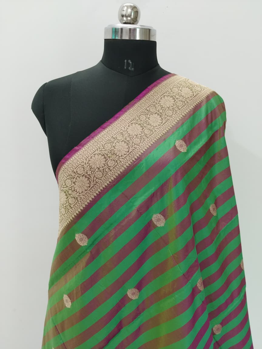 Handloom Banarasi Silk Pure Katan Strips Dupatta