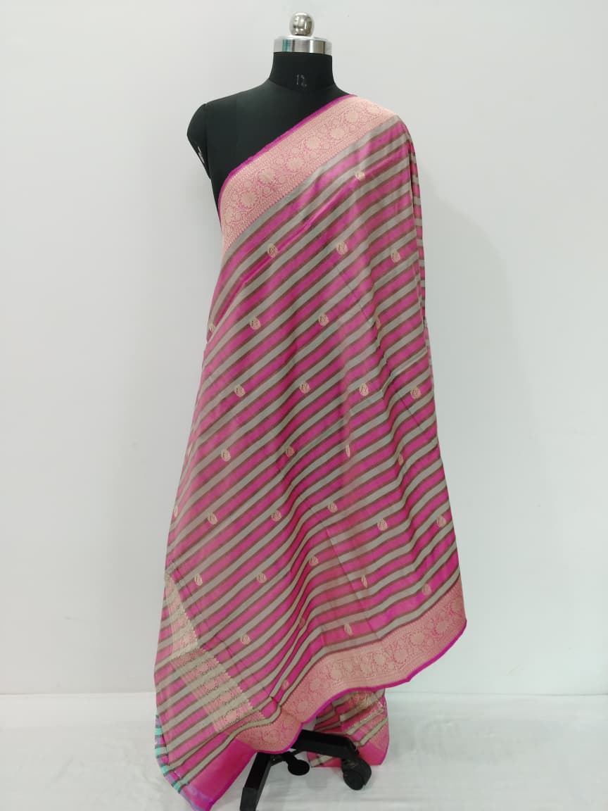 Handloom Banarasi Silk Pure Katan Strips Dupatta