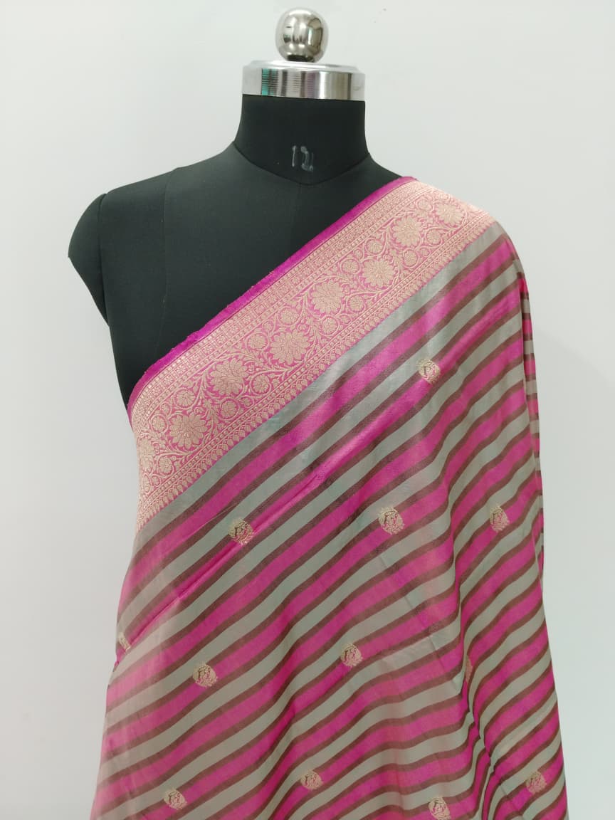 Handloom Banarasi Silk Pure Katan Strips Dupatta