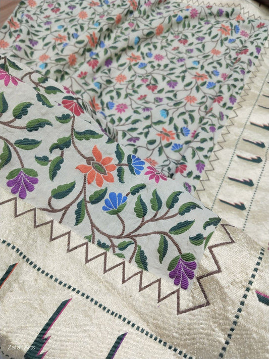 Pure Moonga Silk Banarasi Dupatta floral weave detail