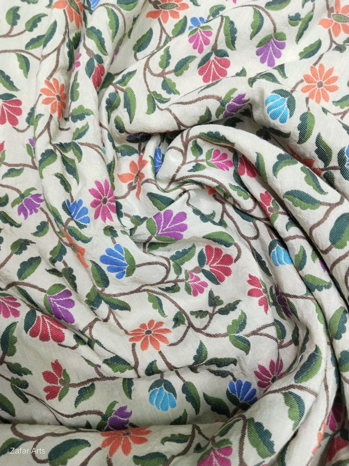Pure Moonga Silk Banarasi Dupatta floral weave close-up